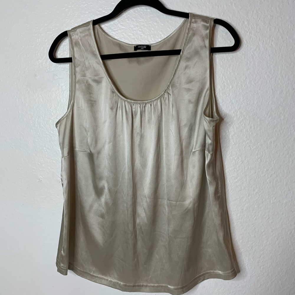 BASLER SILK SLEEVELESS BLOUSE CREAM 💯 SILK SIZE L
